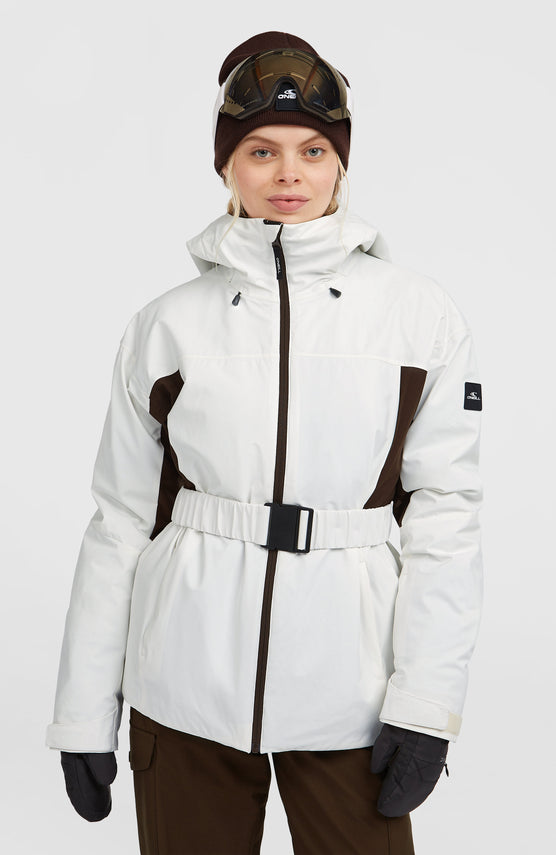 FWC'Cruz Hybrid Belted Snow Jacket | Snow White Colour Block