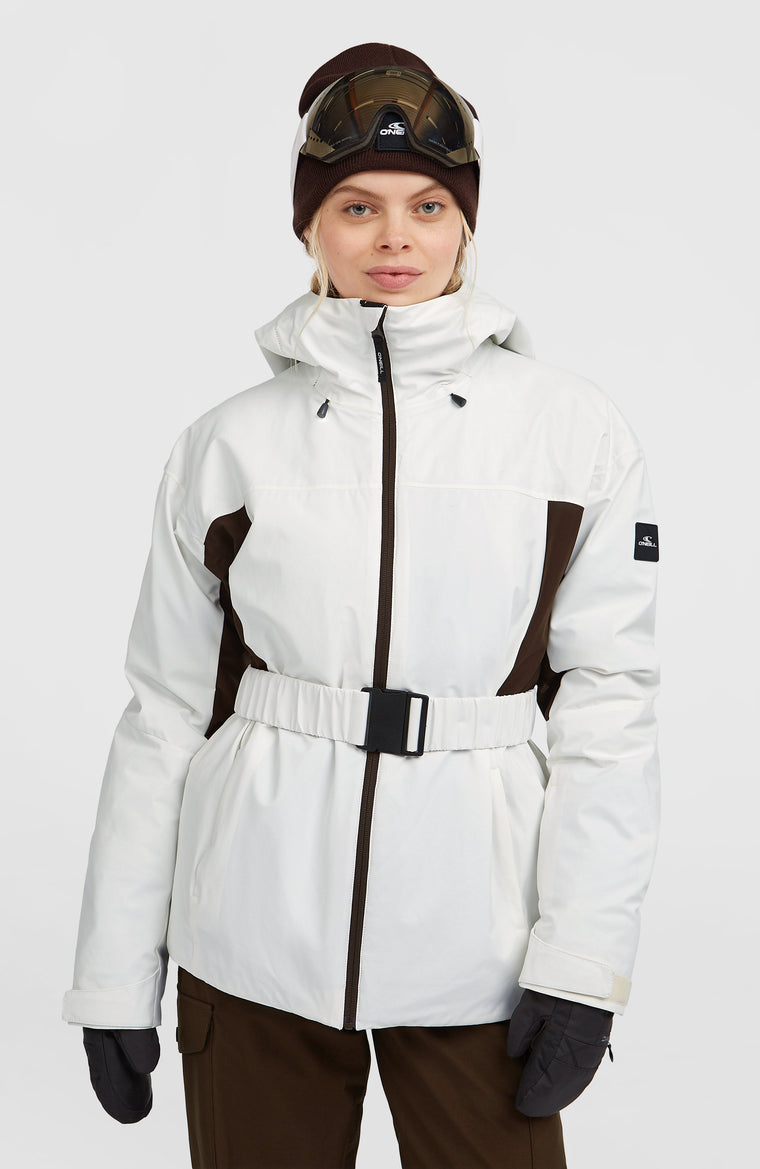 FWC'Cruz Hybrid Belted Snow Jacket | Snow White Colour Block