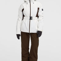 FWC'Cruz Hybrid Belted Snow Jacket | Snow White Colour Block