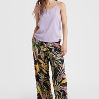 Malia High-Waist Beach Pants | Black Tropical Flower