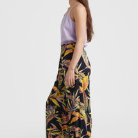 Malia High-Waist Beach Pants | Black Tropical Flower