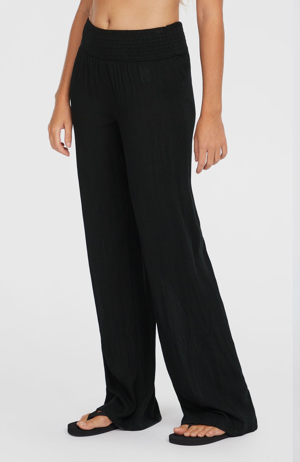 Johnny Smocked Waist Pants | Black Out