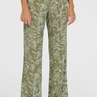 Johnny Smocked Waist Pants | Green Textured Jungle