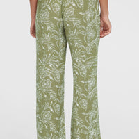 Johnny Smocked Waist Pants | Green Textured Jungle