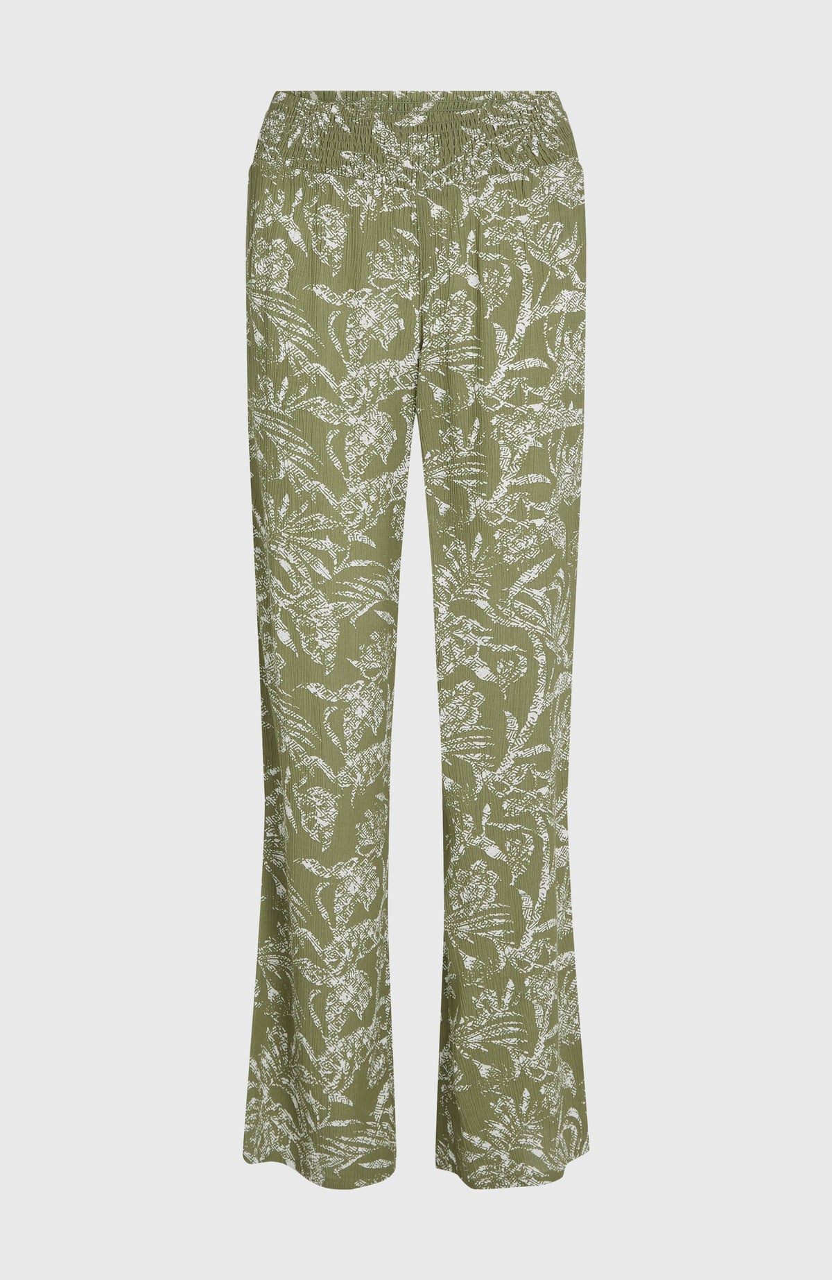 Johnny Smocked Waist Pants | Green Textured Jungle
