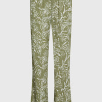 Johnny Smocked Waist Pants | Green Textured Jungle