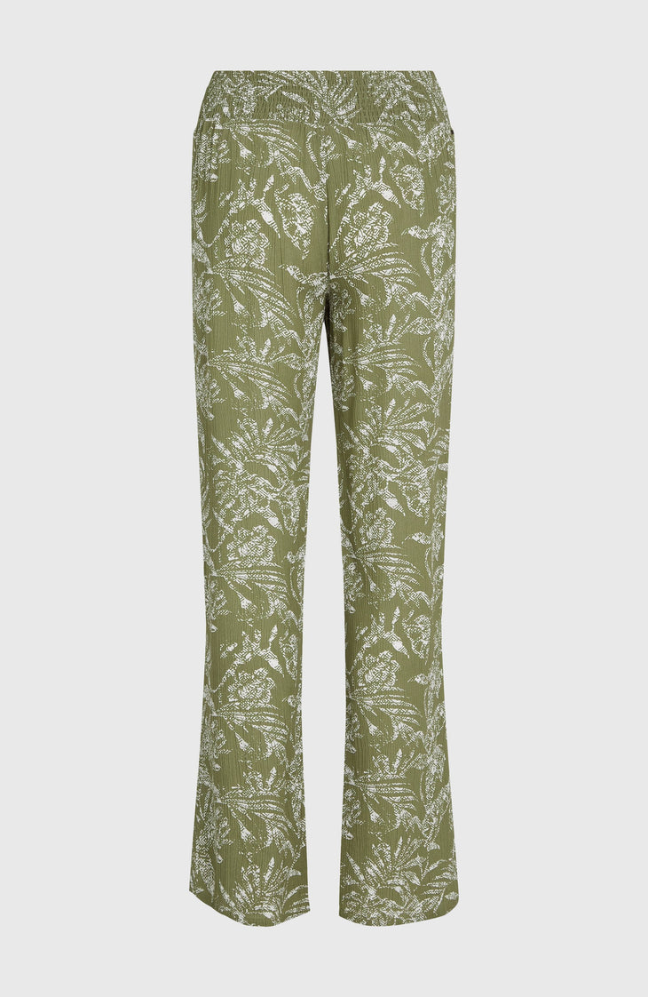 Johnny Smocked Waist Pants | Green Textured Jungle