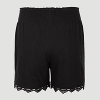 Ava Smocked High-Waist Sweatshorts | Black Out