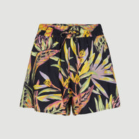 Amiri High-Waist Beach Shorts | Black Tropical Flower