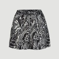 Java Wave High-Waist Shorts | White . Black Comic Seaweed