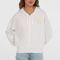 Beach Vintage Full Zip Hoodie | White Melange