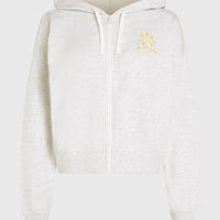 Beach Vintage Full Zip Hoodie | White Melange