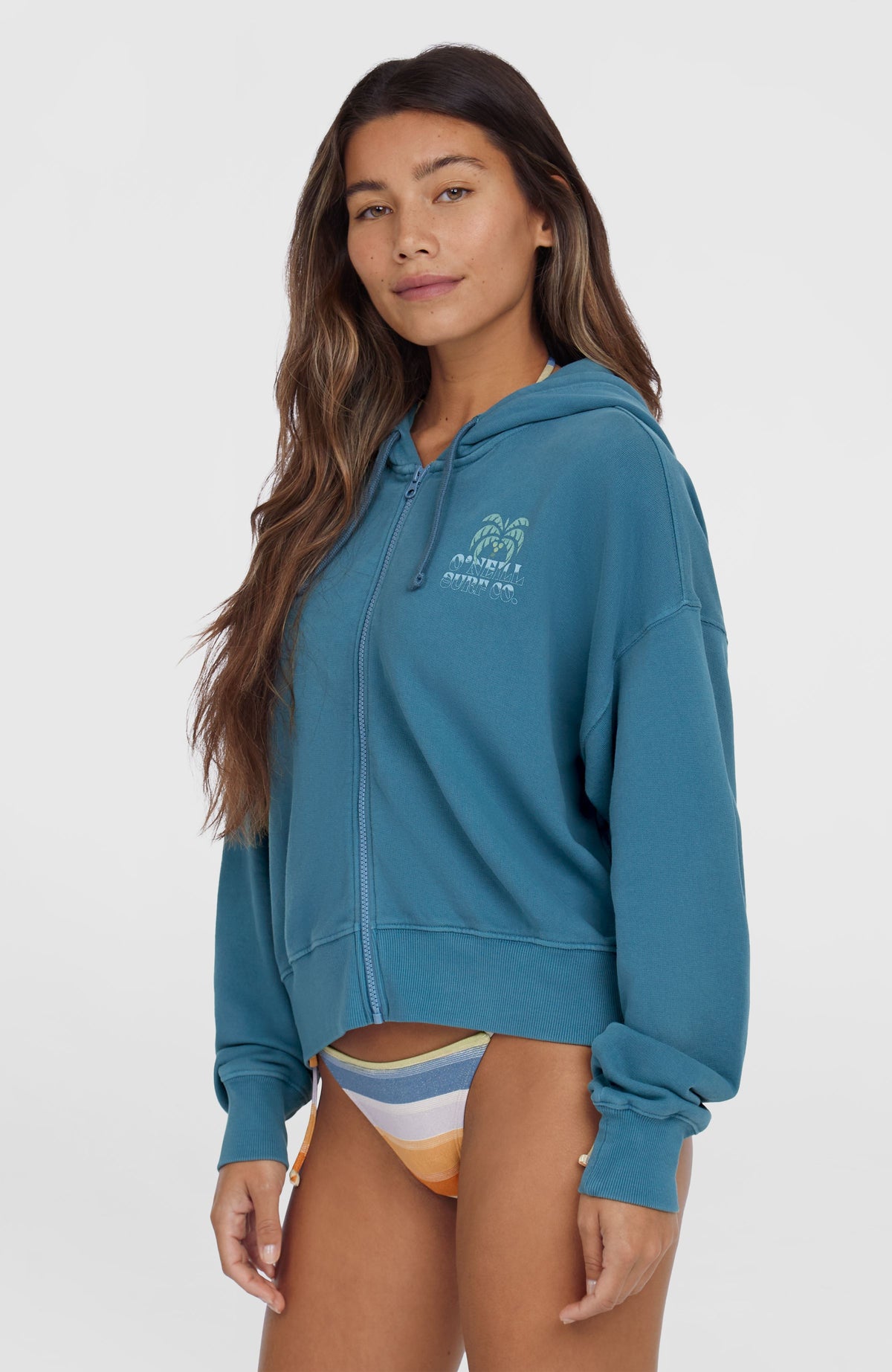Beach Vintage Full Zip Hoodie | Copen Blue