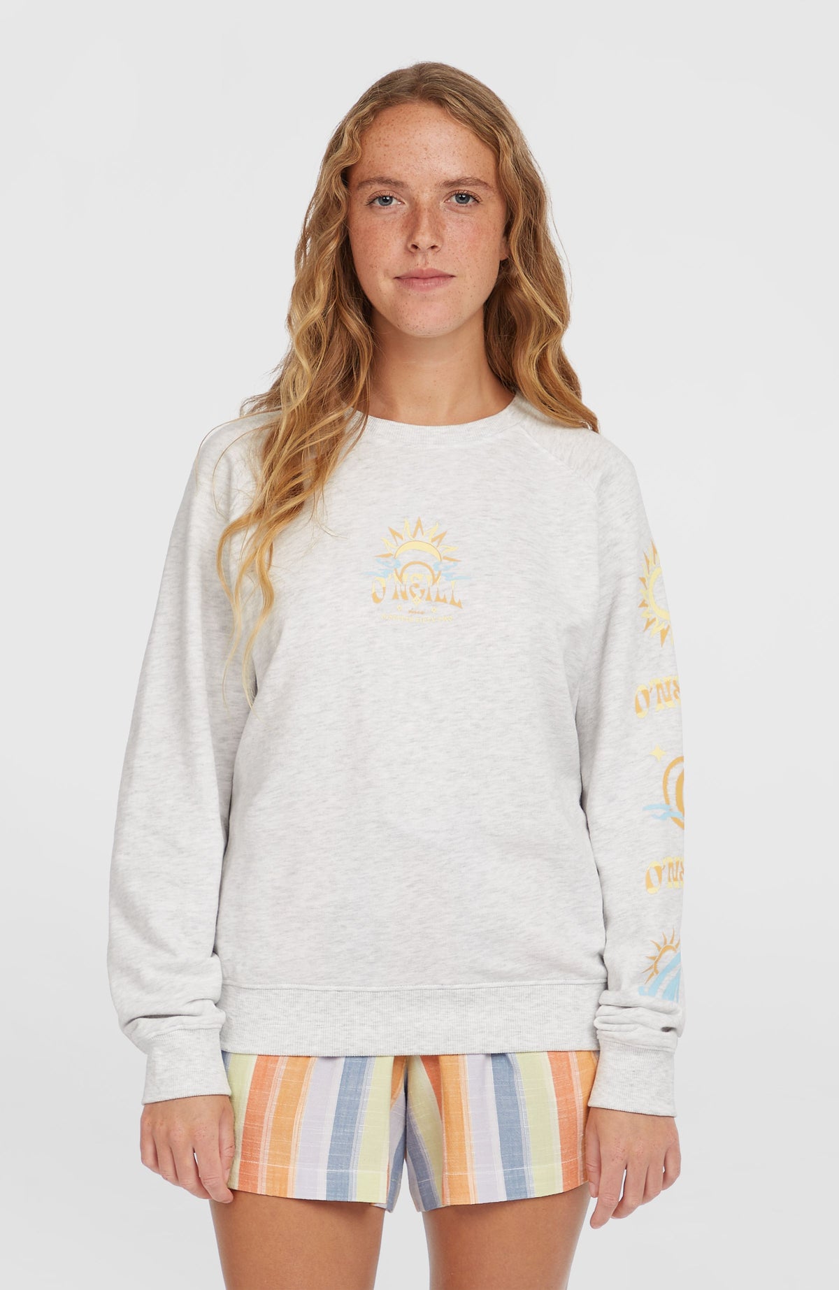 Beach Vintage Crew Sweatshirt | White Melange