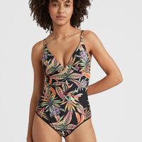 Sunset Swimsuit | Black Tropical Flower