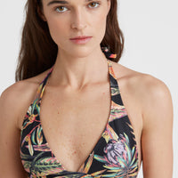 Marga - Rita Halter Bikini Set | Black Tropical Flower
