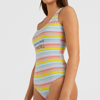 Cali Retro Swimsuit | Bright Multi Coloured Stripe
