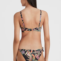 Panama Mould Wire Bra Bikini Top | Black Tropical Flower