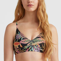 Wave Bralette Bikini Top | Black Tropical Flower
