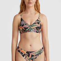 Wave Bralette Bikini Top | Black Tropical Flower