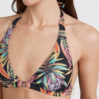 Marga Halter Bikini Top | Black Tropical Flower