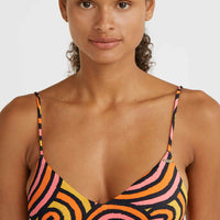 Wave Crop Bikini Top | Orange Rainbow Stripe