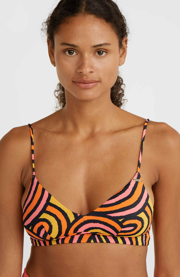 Wave Crop Bikini Top | Orange Rainbow Stripe