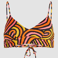 Wave Crop Bikini Top | Orange Rainbow Stripe