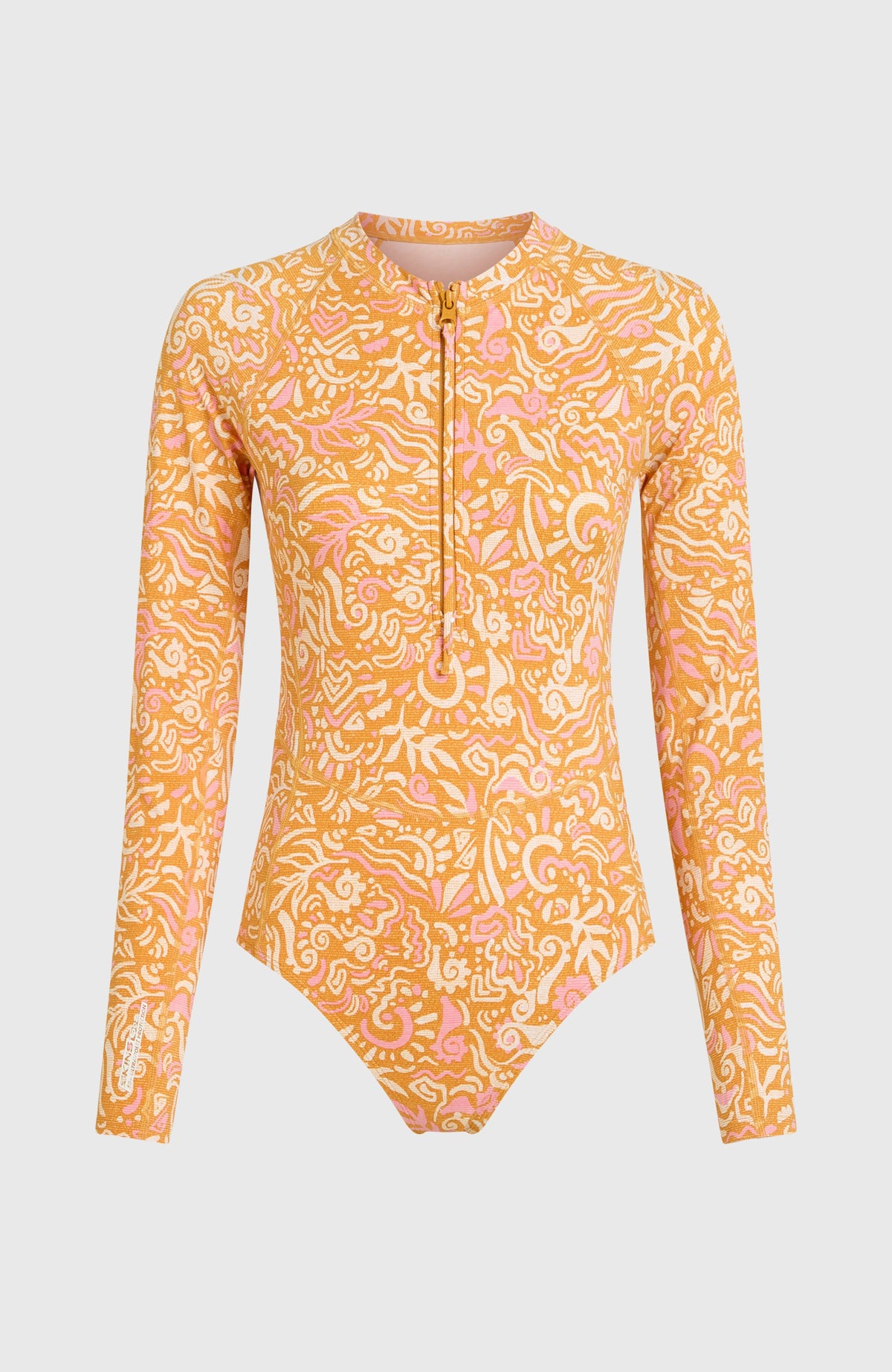 Women Of The Wave Long-Sleeve Surf Suit. | Orange Abstract Wave