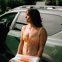 Women Of The Wave Popoyo Matira Bikini Set | Orange Abstract Wave