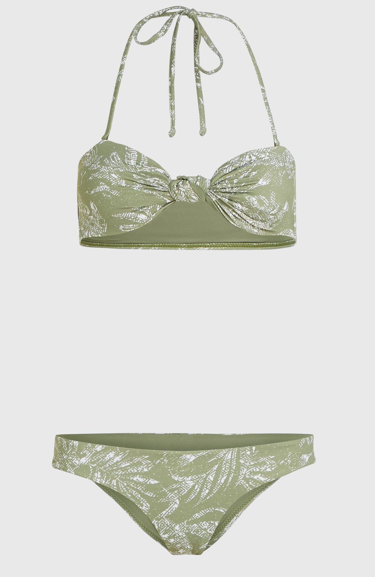 Knot Bandeau Matira Bikini Set | Green Textured Jungle