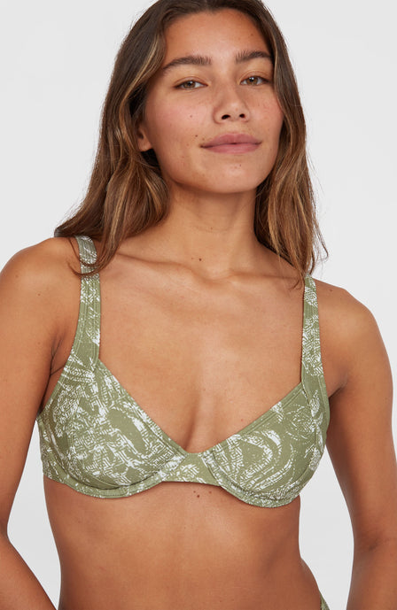 Elsie Underwire Bikini Top | Green Textured Jungle