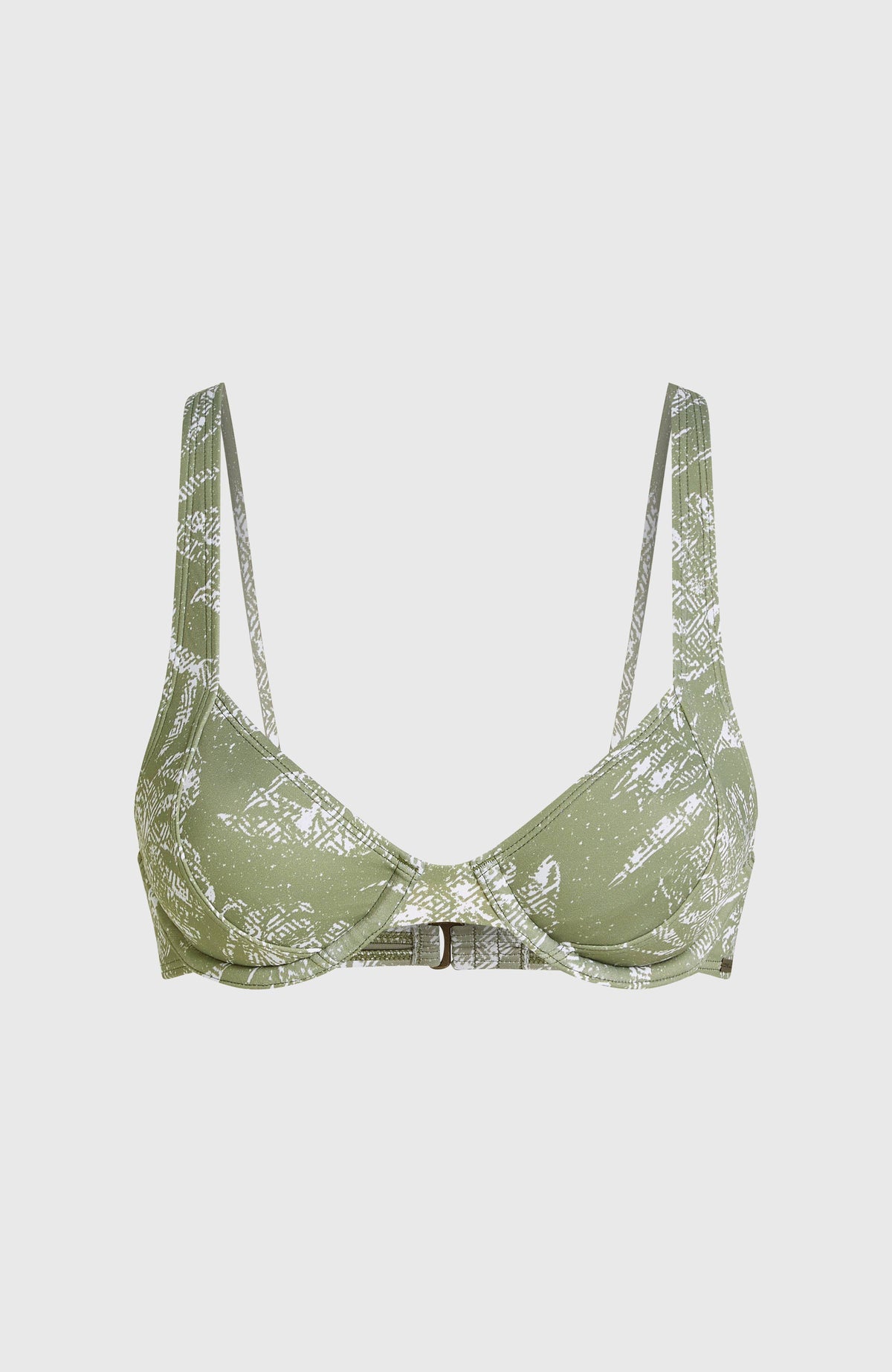 Elsie Underwire Bikini Top | Green Textured Jungle