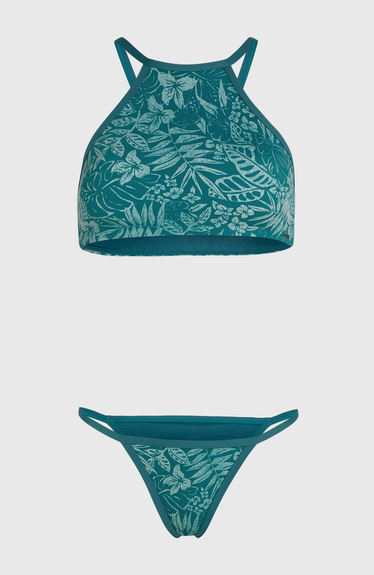 High-Neck Bikini Set | Green Island Sky