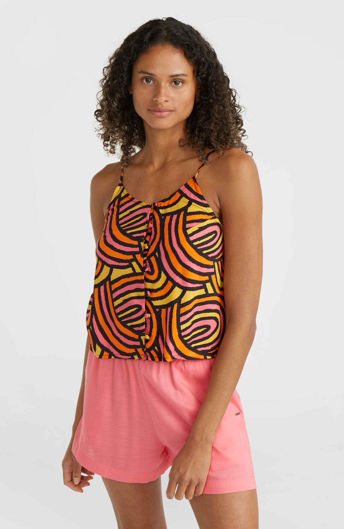 Tiare Woven Tank Top | Orange Rainbow Stripe