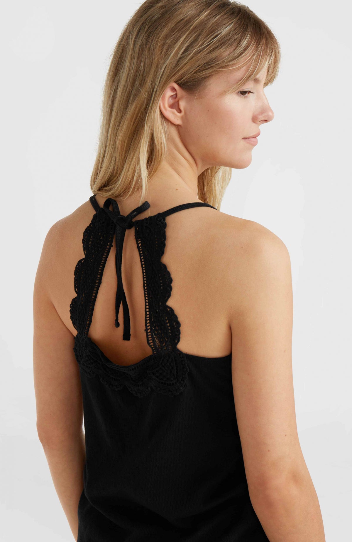 Essentials Ava Lace Tank Top | Black Out