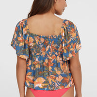 Huges Woven Top | Blue Painted Tropics