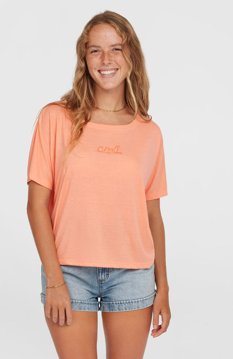 Essentials Script Drape T-Shirt | Coral Pink