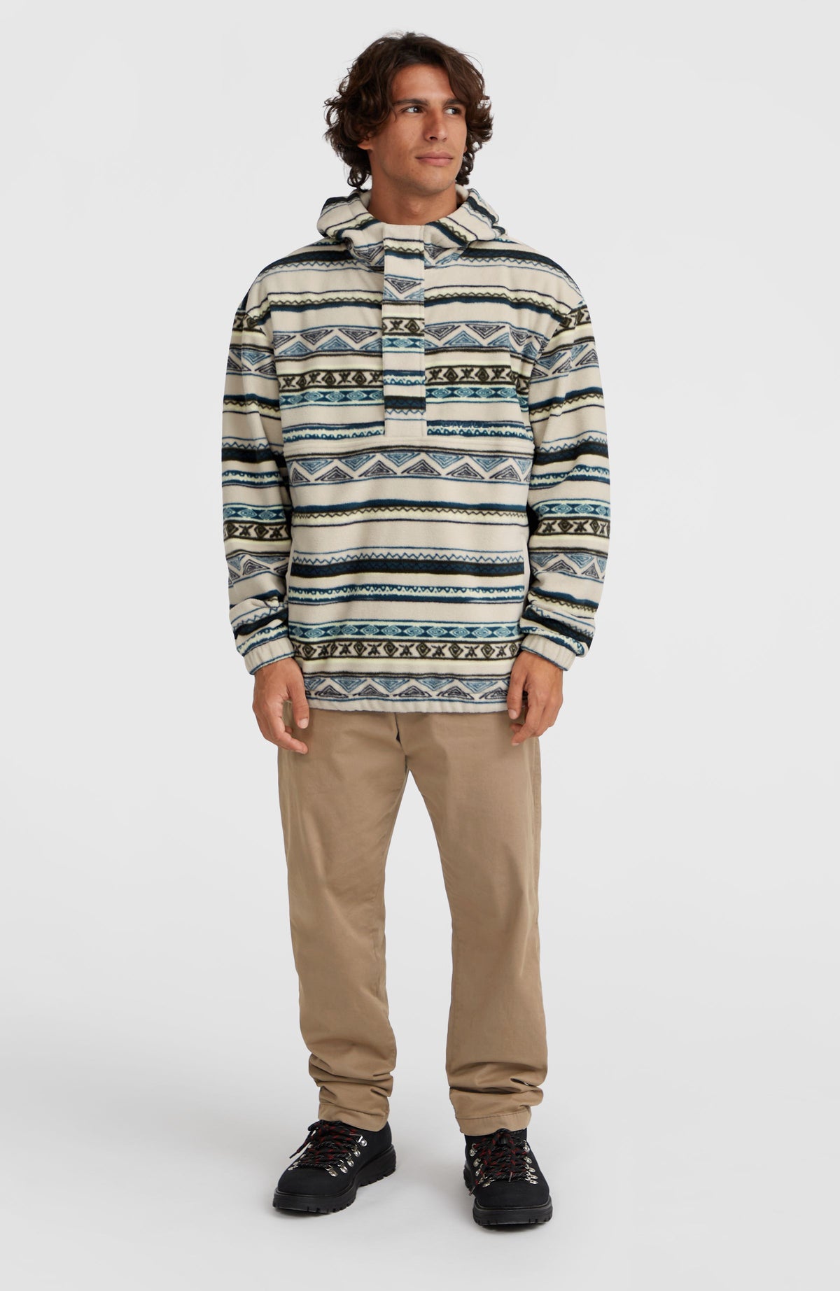 Superfleece Half-Zip Hoodie | Grey Ikat Stripe