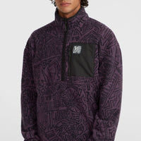 Surf Heroes High-Pile Half-Zip Fleece | Black/Purple Sketcheritage