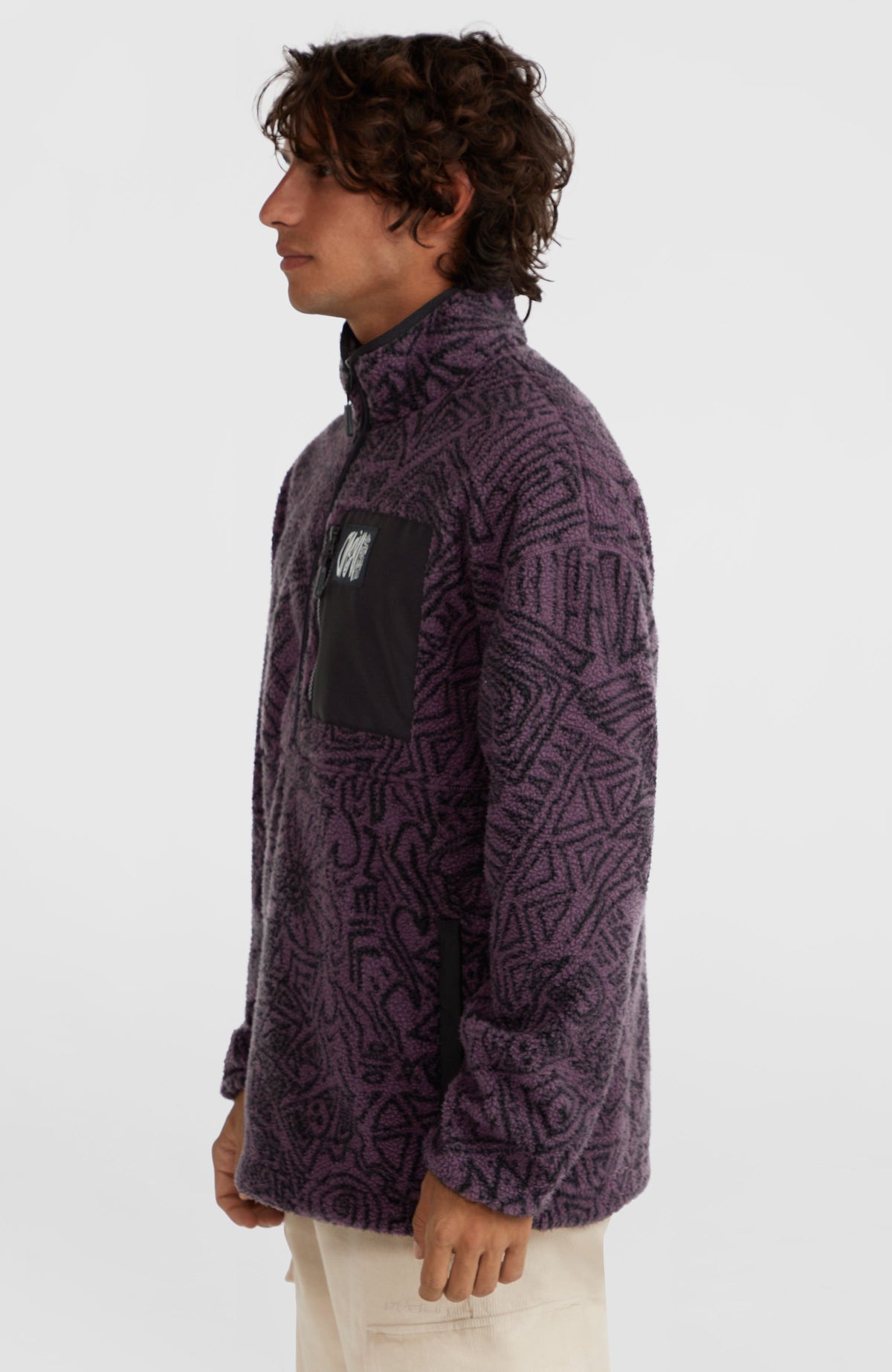Surf Heroes High-Pile Half-Zip Fleece | Black/Purple Sketcheritage