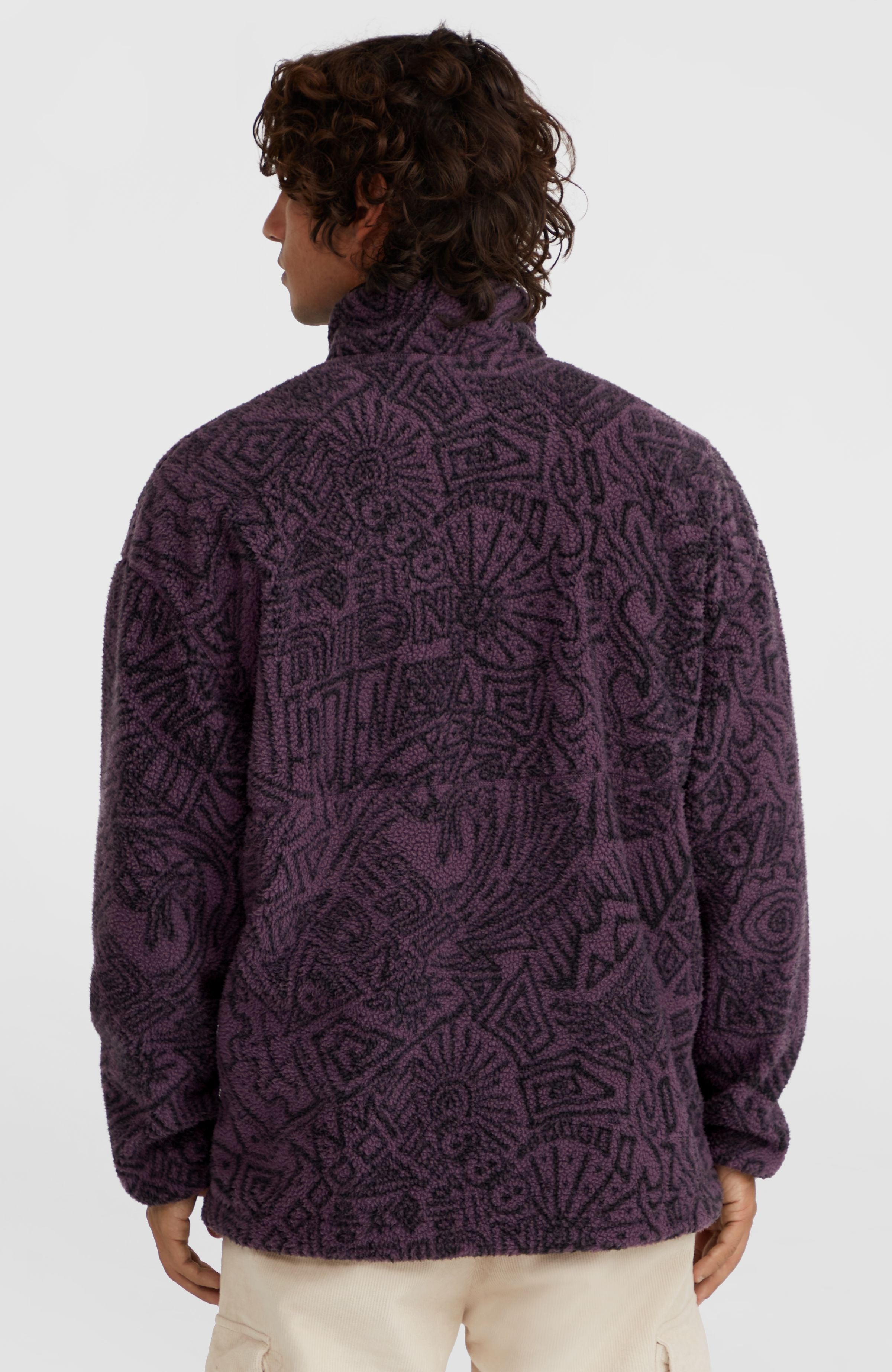 【Surfing】Cliff Sutherland・ 長袖 Surf Heroes High-Pile Half-Zip Fleece | Black/Purple Sketcheritage