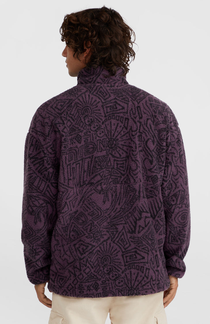 Surf Heroes High-Pile Half-Zip Fleece | Black/Purple Sketcheritage