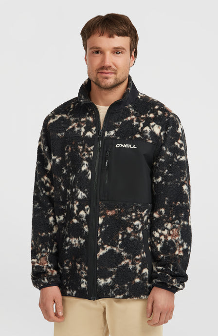 Must-Have High-Pile Full-Zip Fleece | Black/Beige Quarry