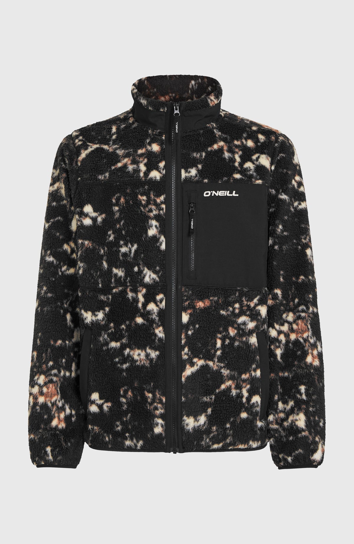 Must-Have High-Pile Full-Zip Fleece | Black/Beige Quarry