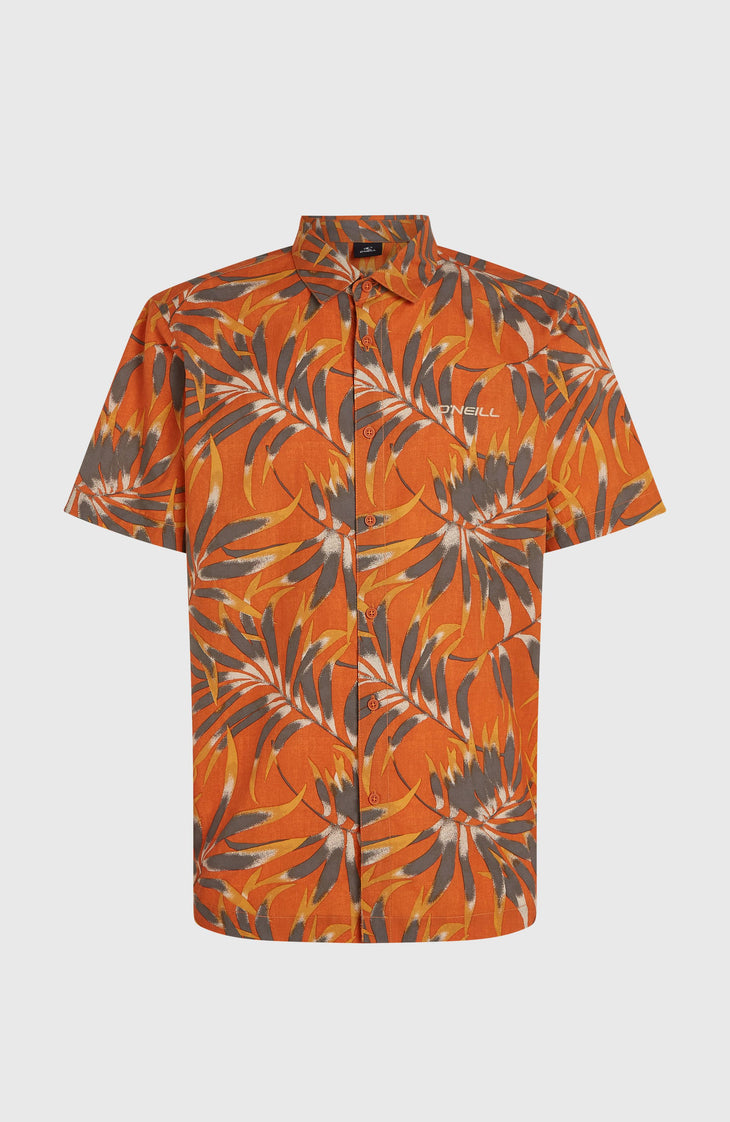 Print Shirt | Orange Dipped Leaves