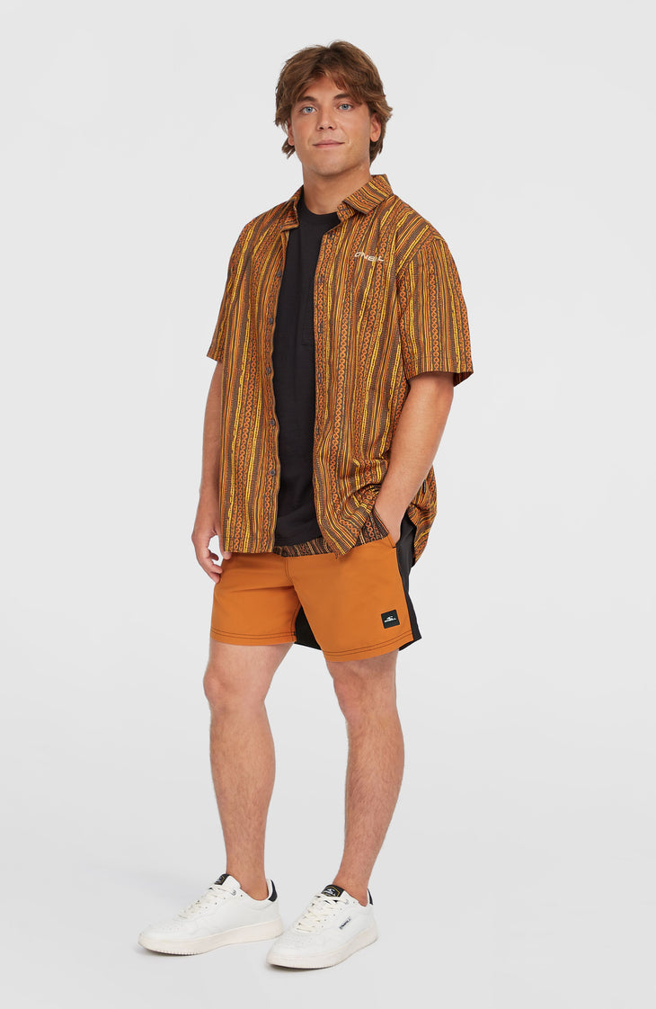 Print Shirt | Orange Pressed Lines