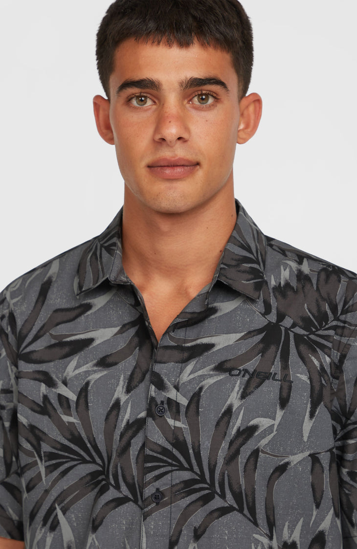 Print Shirt | Black Dipped Leaves