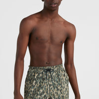 Packable All Over Print 15'' Hybrid Shorts | Green Minimal Camo