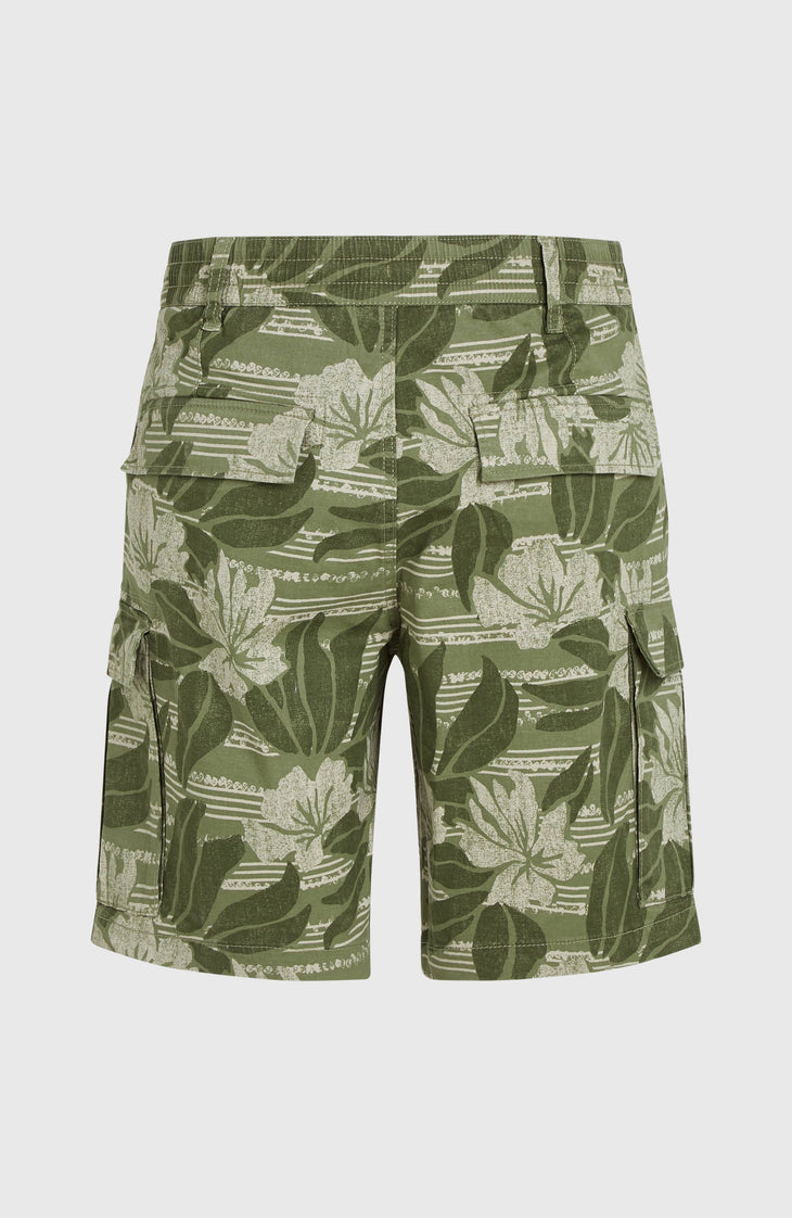 Essentials Cargo Shorts | Green Tonal Dusty Flower